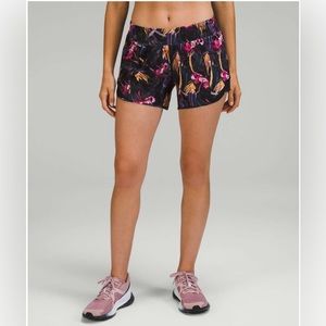 Lululemon Hotty Hot Low-Rise Lined Short 4" in Veiled Floral Black Multi